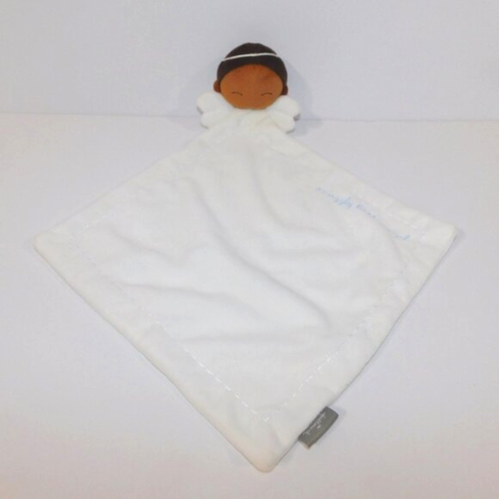 Hallmark African American Boy Snuggly Little Angel Plush Security Blanket Brown